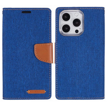 MERCURY GOOSPERY For iPhone 16 Pro Case Canvas Texture Leather Wallet Phone Cover