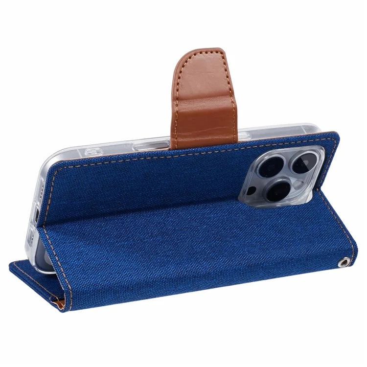 MERCURY GOOSPERY For iPhone 16 Pro Case Canvas Texture Leather Wallet Phone Cover