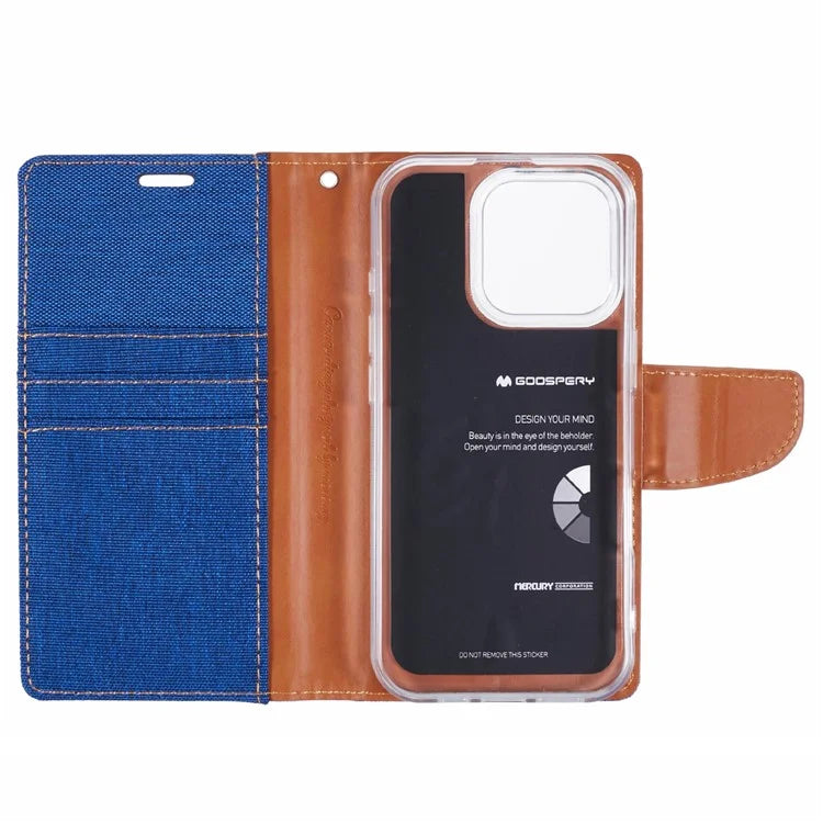 MERCURY GOOSPERY For iPhone 16 Pro Case Canvas Texture Leather Wallet Phone Cover