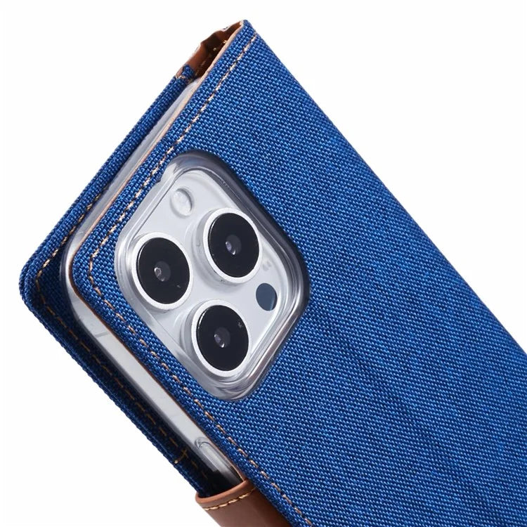 MERCURY GOOSPERY For iPhone 16 Pro Case Canvas Texture Leather Wallet Phone Cover