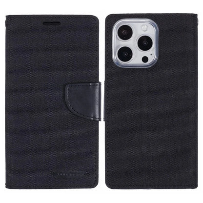MERCURY GOOSPERY For iPhone 16 Pro Case Canvas Texture Leather Wallet Phone Cover