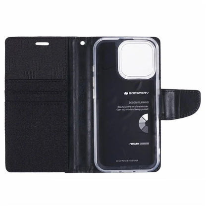 MERCURY GOOSPERY For iPhone 16 Pro Case Canvas Texture Leather Wallet Phone Cover