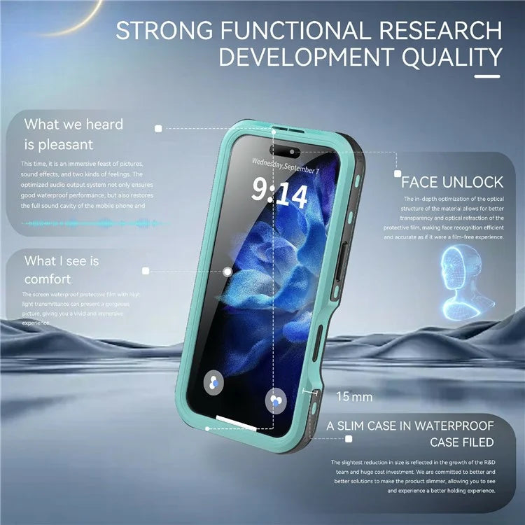 REDPEPPER D-UP Series For iPhone 16 Case IP68 Waterproof Clear Back Panel Phone Cover Compatible with MagSafe