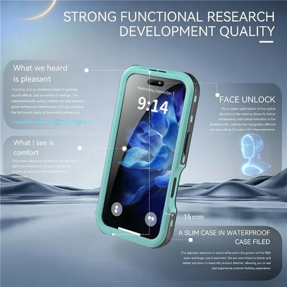 REDPEPPER D-UP Series For iPhone 16 Case IP68 Waterproof Clear Back Panel Phone Cover Compatible with MagSafe
