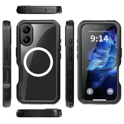 REDPEPPER D-UP Series For iPhone 16 Case IP68 Waterproof Clear Back Panel Phone Cover Compatible with MagSafe