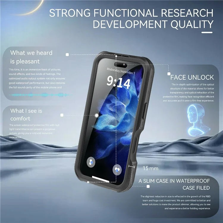 REDPEPPER D-UP Series For iPhone 16 Case IP68 Waterproof Clear Back Panel Phone Cover Compatible with MagSafe