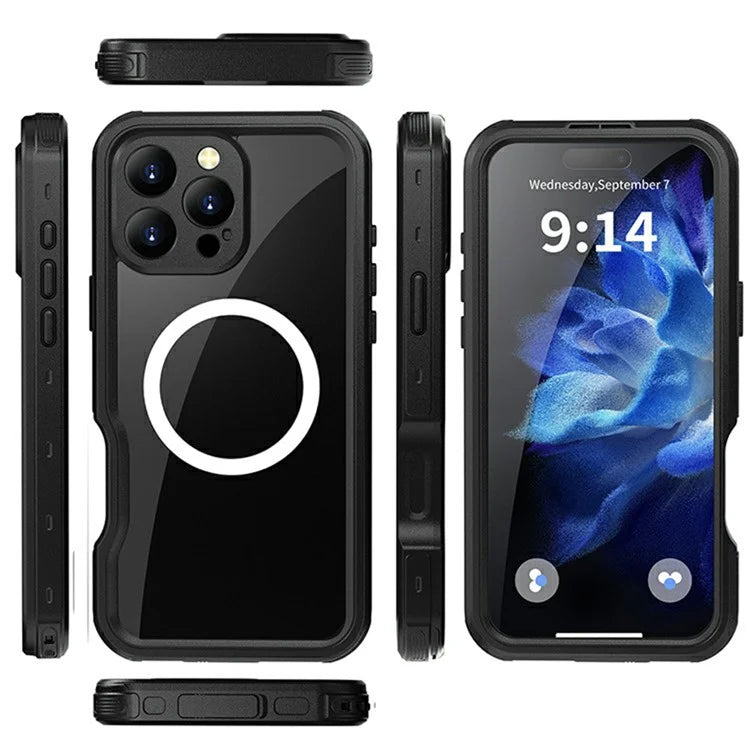 REDPEPPER D-UP Series For iPhone 16 Pro Max Case IP68 Waterproof Clear Back Panel Phone Cover Compatible with MagSafe