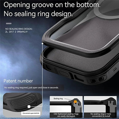 REDPEPPER D-UP Series For iPhone 16 Pro Max Case IP68 Waterproof Clear Back Panel Phone Cover Compatible with MagSafe