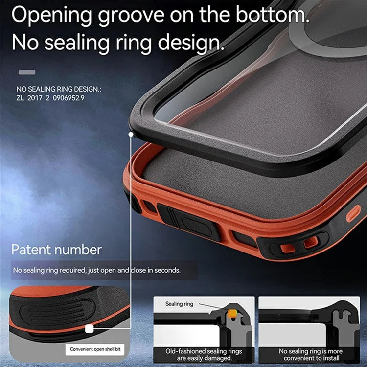 REDPEPPER D-UP Series For iPhone 16 Pro Max Case IP68 Waterproof Clear Back Panel Phone Cover Compatible with MagSafe