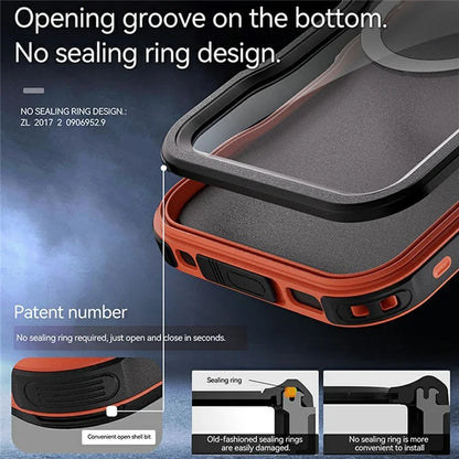 REDPEPPER D-UP Series For iPhone 16 Pro Max Case IP68 Waterproof Clear Back Panel Phone Cover Compatible with MagSafe