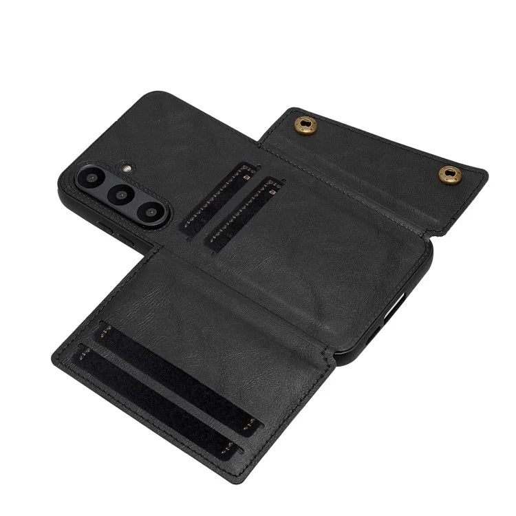 For Samsung Galaxy S24 FE Case Card Slots Kickstand Leather+TPU Phone Cover