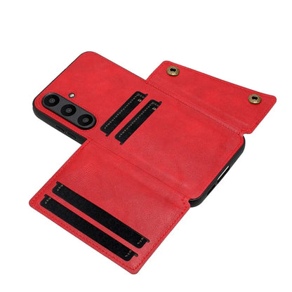 For Samsung Galaxy S24 FE Case Card Slots Kickstand Leather+TPU Phone Cover