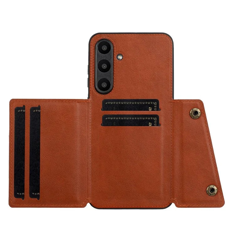 For Samsung Galaxy S24 FE Case Card Slots Kickstand Leather+TPU Phone Cover