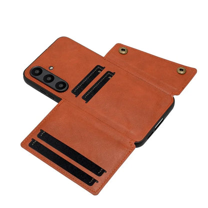 For Samsung Galaxy S24 FE Case Card Slots Kickstand Leather+TPU Phone Cover
