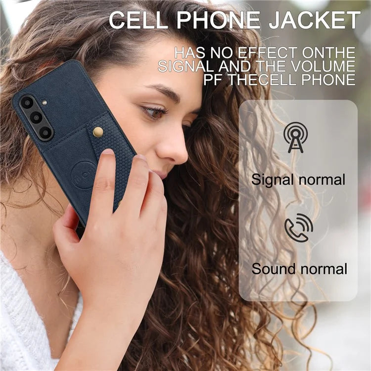 For Samsung Galaxy S24 FE Case Card Slots Kickstand Leather+TPU Phone Cover