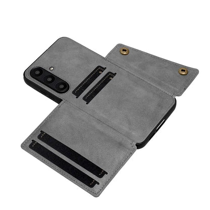 For Samsung Galaxy S24 FE Case Card Slots Kickstand Leather+TPU Phone Cover