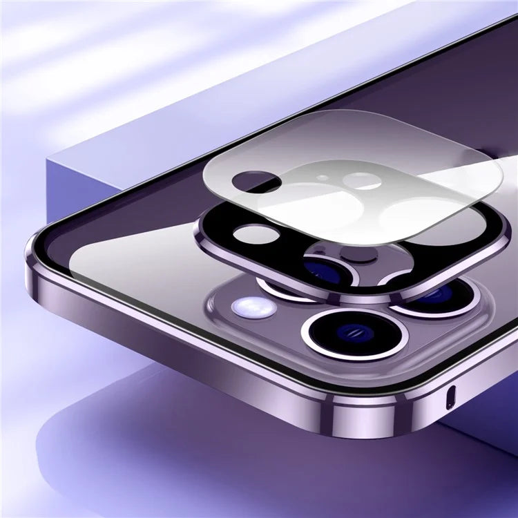 For iPhone 16 Pro Max Case Magnetic Adsorption Double Sides Tempered Glass+Metal Phone Cover with Buckle
