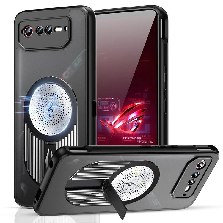 For Asus ROG Phone 6 5G / Phone 6 Pro 5G / Phone 6D 5G Magnetic Case Heat Dissipation Aromatherapy Kickstand Silicone+PC Phone Cover