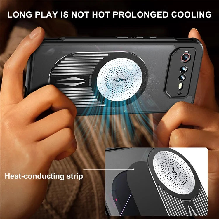 For Asus ROG Phone 6 5G / Phone 6 Pro 5G / Phone 6D 5G Magnetic Case Heat Dissipation Aromatherapy Kickstand Silicone+PC Phone Cover