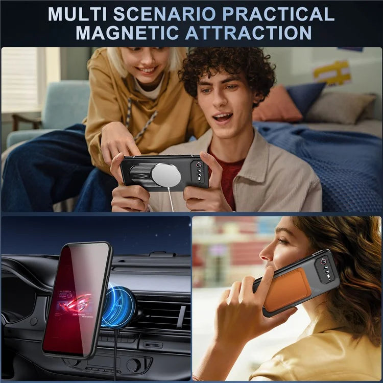 For Asus ROG Phone 6 5G / Phone 6 Pro 5G / Phone 6D 5G Magnetic Case Heat Dissipation Aromatherapy Kickstand Silicone+PC Phone Cover