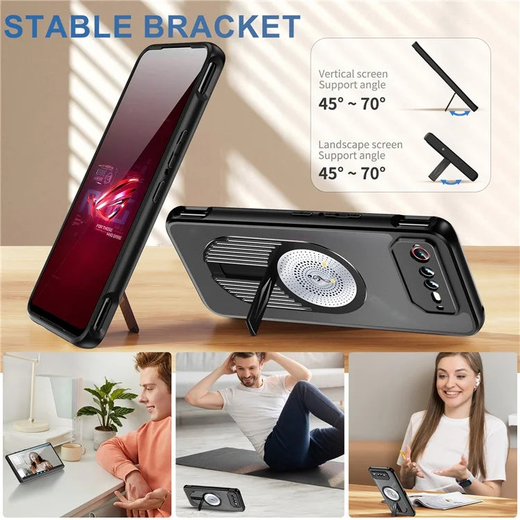 For Asus ROG Phone 6 5G / Phone 6 Pro 5G / Phone 6D 5G Magnetic Case Heat Dissipation Aromatherapy Kickstand Silicone+PC Phone Cover