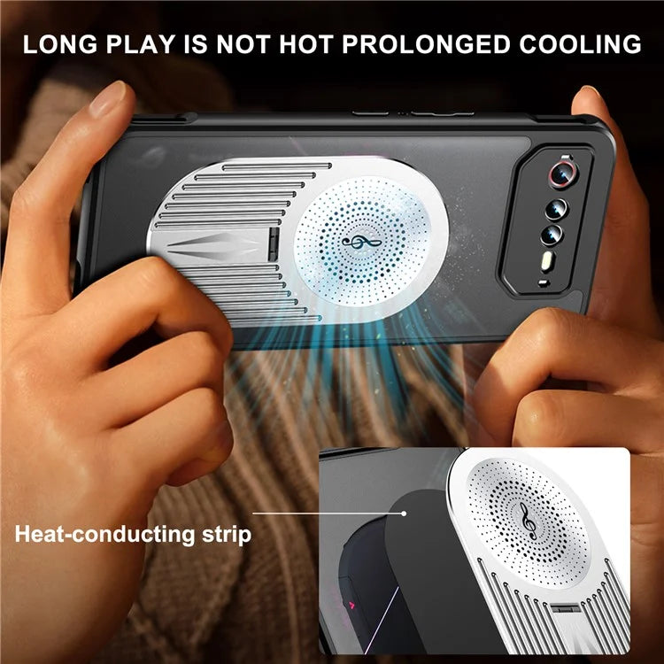 For Asus ROG Phone 6 5G / Phone 6 Pro 5G / Phone 6D 5G Magnetic Case Heat Dissipation Aromatherapy Kickstand Silicone+PC Phone Cover