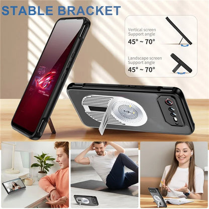For Asus ROG Phone 6 5G / Phone 6 Pro 5G / Phone 6D 5G Magnetic Case Heat Dissipation Aromatherapy Kickstand Silicone+PC Phone Cover