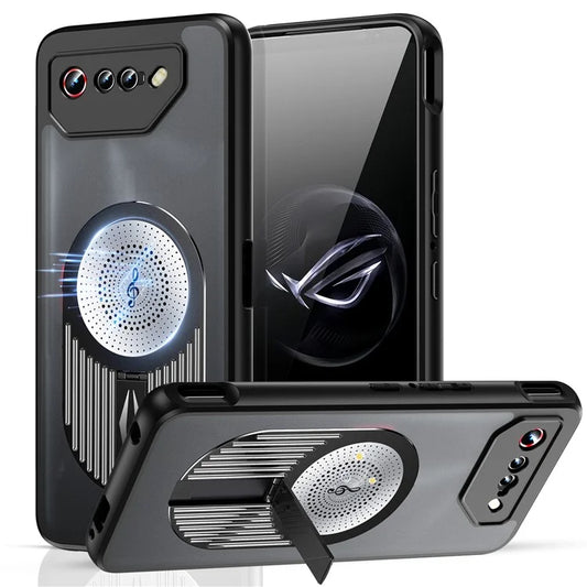 For Asus ROG Phone 7 5G Magnetic Case Heat Dissipation Aromatherapy Kickstand Silicone+PC Phone Cover