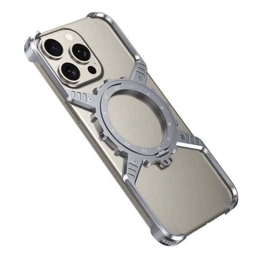 For iPhone 16 Pro Max Case Magnetic Kickstand Aluminum Alloy+PC Bumper Phone Cover Heat Dissipation