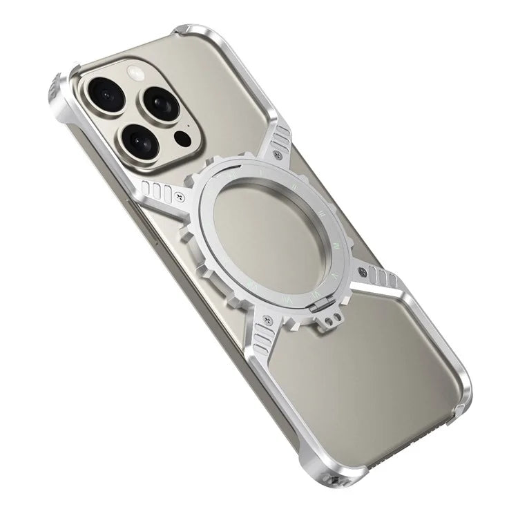 For iPhone 16 Pro Max Case Magnetic Kickstand Aluminum Alloy+PC Bumper Phone Cover Heat Dissipation