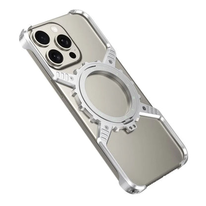 For iPhone 15 Pro Max  /  14 Pro Max  /  13 Pro Max Case Magnetic Kickstand Aluminum Alloy+PC Bumper Phone Cover Heat Dissipation