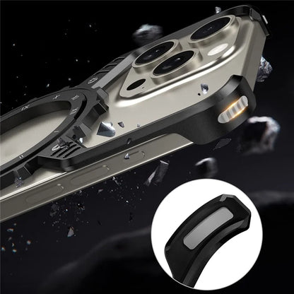 For iPhone 15 Pro Max  /  14 Pro Max  /  13 Pro Max Case Magnetic Kickstand Aluminum Alloy+PC Bumper Phone Cover Heat Dissipation