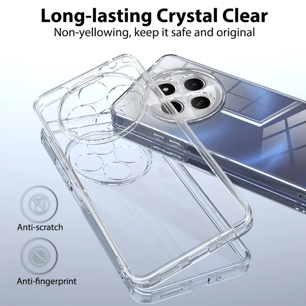 For Xiaomi Redmi 14C 4G Clear Phone Case TPU+Acrylic Shockproof Phone Back Cover - Transparent