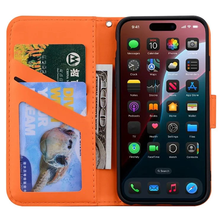For iPhone 16 Plus Case Cartoon Pattern Wallet Leather Phone Cover