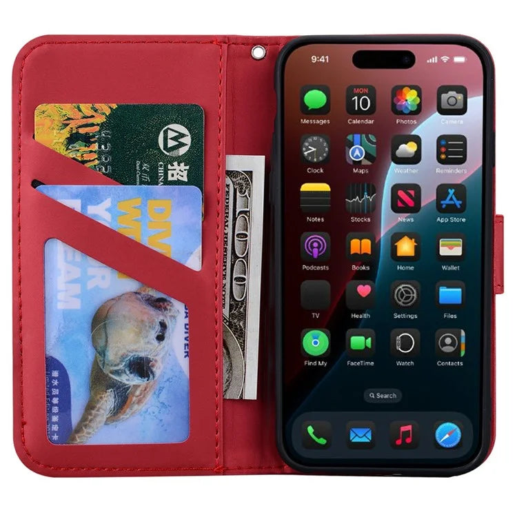 For iPhone 16 Plus Case Cartoon Pattern Wallet Leather Phone Cover