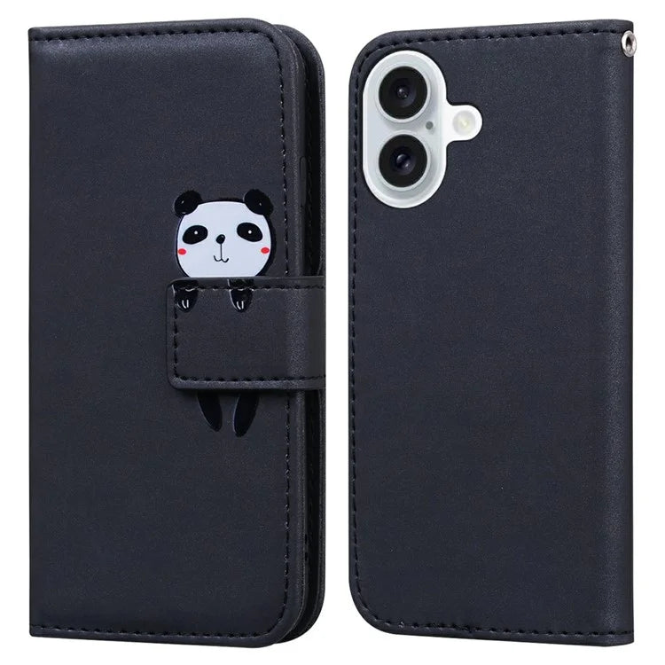 For iPhone 16 Plus Case Cartoon Pattern Wallet Leather Phone Cover