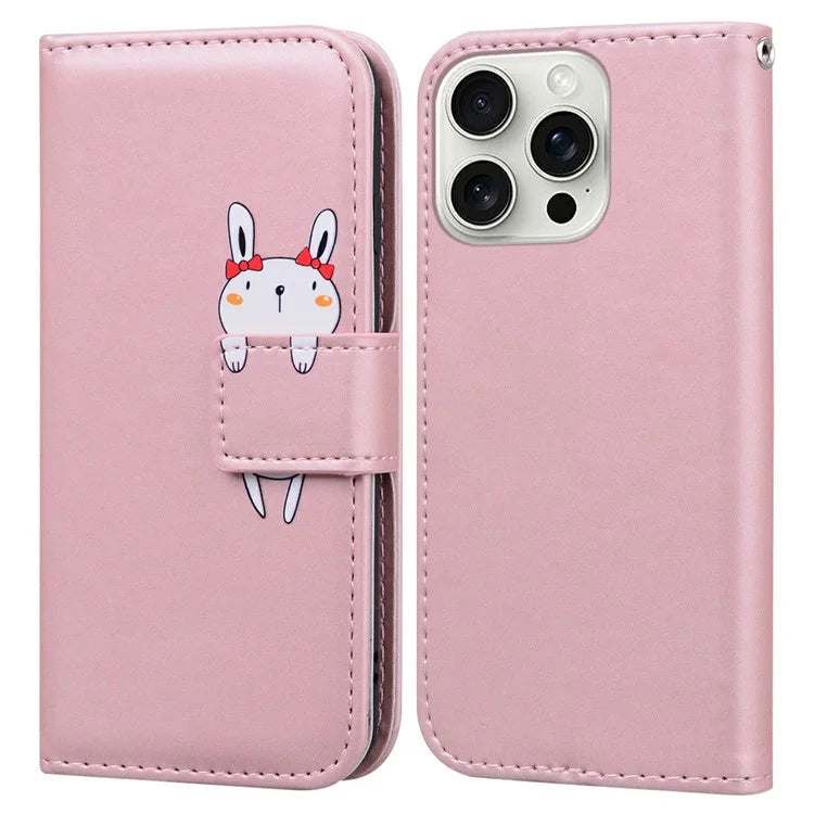 For iPhone 16 Pro Case Cartoon Pattern Wallet Leather Phone Cover