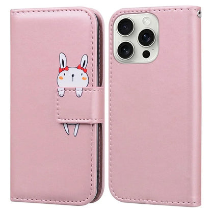 For iPhone 16 Pro Case Cartoon Pattern Wallet Leather Phone Cover