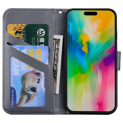 For iPhone 16 Pro Case Cartoon Pattern Wallet Leather Phone Cover