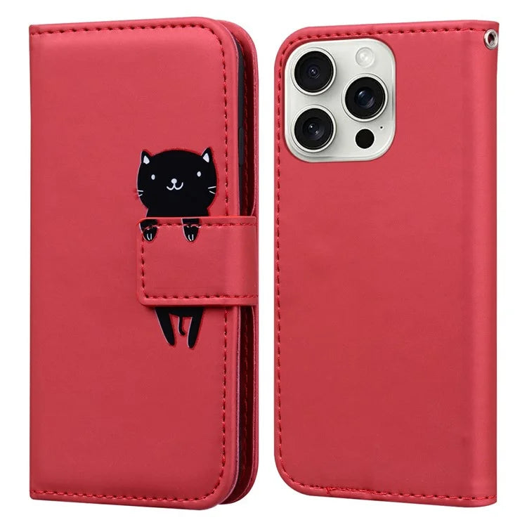 For iPhone 16 Pro Case Cartoon Pattern Wallet Leather Phone Cover