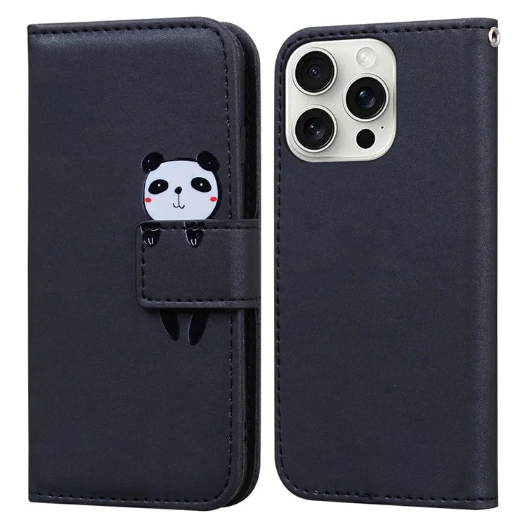 For iPhone 16 Pro Case Cartoon Pattern Wallet Leather Phone Cover