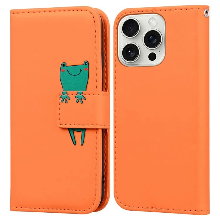 For iPhone 16 Pro Max Case Cartoon Pattern Wallet Leather Phone Cover