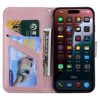 For iPhone 16 Case Cartoon Pattern Wallet Leather Phone Cover