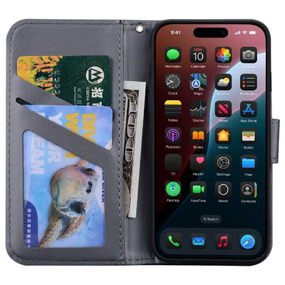 For iPhone 16 Case Cartoon Pattern Wallet Leather Phone Cover