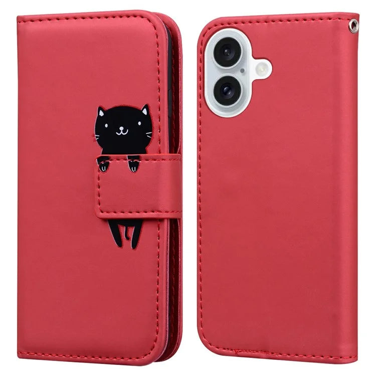 For iPhone 16 Case Cartoon Pattern Wallet Leather Phone Cover