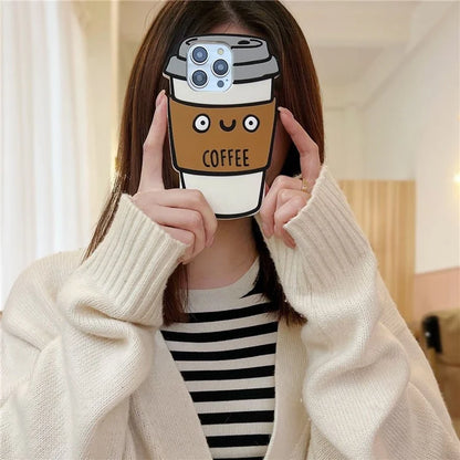 For iPhone 15 Pro Max Case Funny 3D Coffee Cup Design Silicone Phone Cover