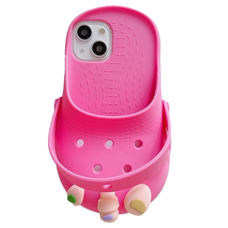 For iPhone 15 Case Cute Sandal-Shaped Design Silicone Phone Cover