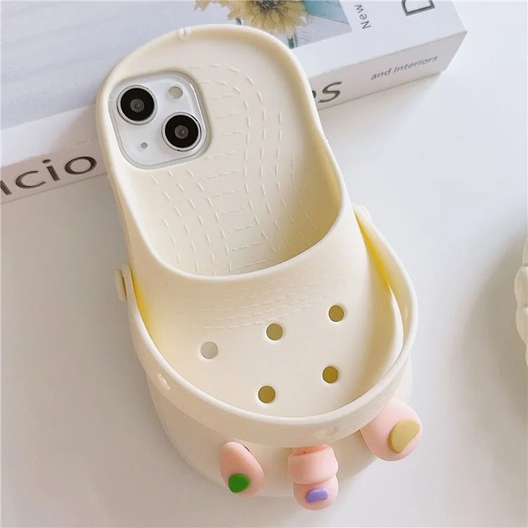 For iPhone 15 Case Cute Sandal-Shaped Design Silicone Phone Cover