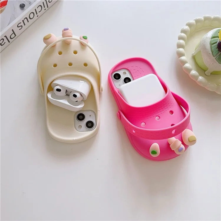 For iPhone 15 Case Cute Sandal-Shaped Design Silicone Phone Cover