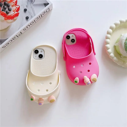 For iPhone 15 Case Cute Sandal-Shaped Design Silicone Phone Cover